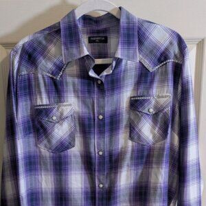 Pashartuk Womens Size XL Long Sleeve Snap Front Embellished Western Shirt